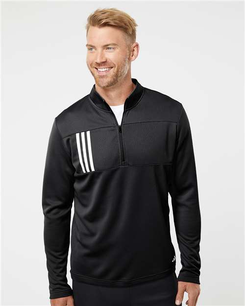 Men's 3-Stripe Double-Knit Quarter-Zip Pullover