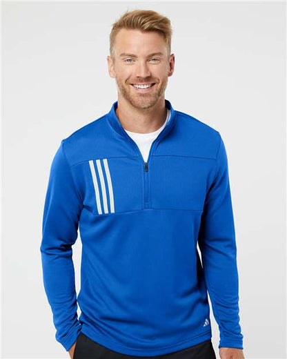 Men's 3-Stripe Double-Knit Quarter-Zip Pullover